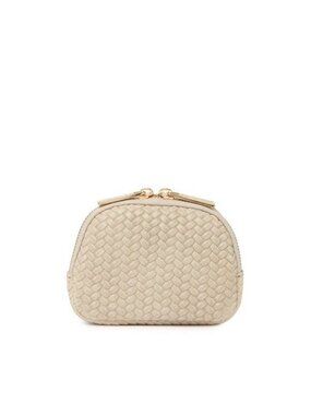Persaman New York Marianna Woven Beige Leather Mini Clutch